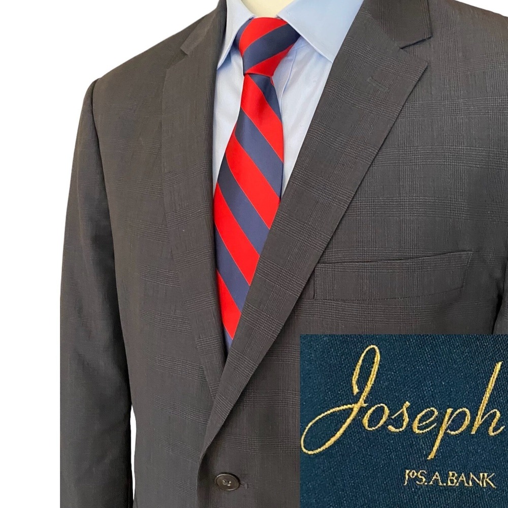 Jos. A. Bank Slim Fit Wool Sport Coat Men 44R Dark Gray Two-Button Jacket Blazer